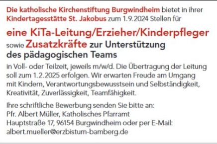 Stellenangebot Kindergarten Burgwindheim